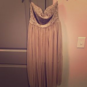 Gold strapless dress